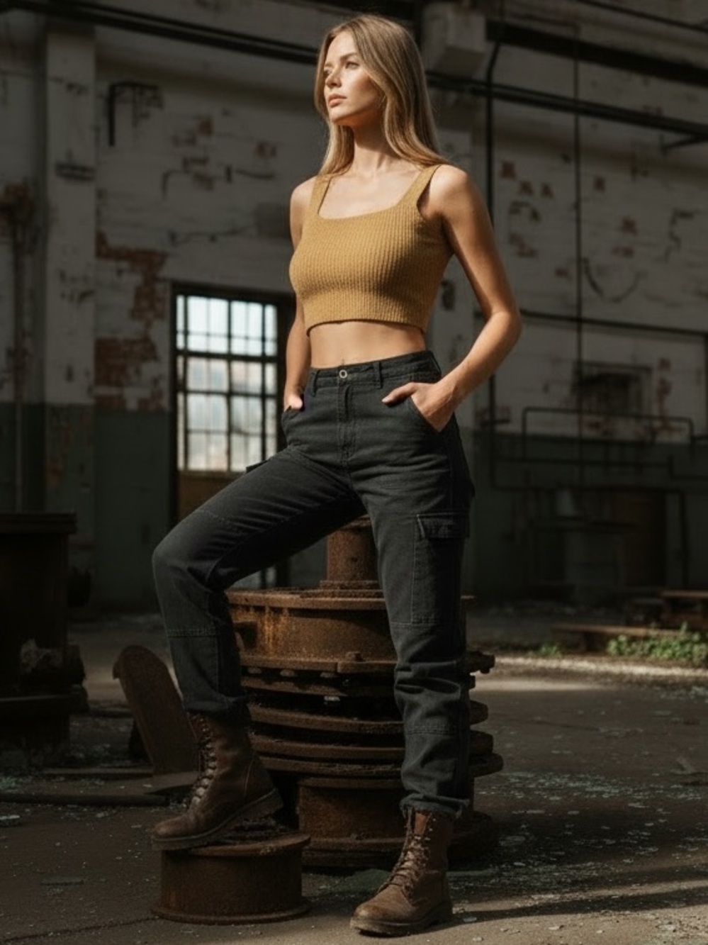 Everlane Size XS Ribbed Cropped Sweater Tank in Camel Wool Yak Hair Blend - Picture 5 of 9